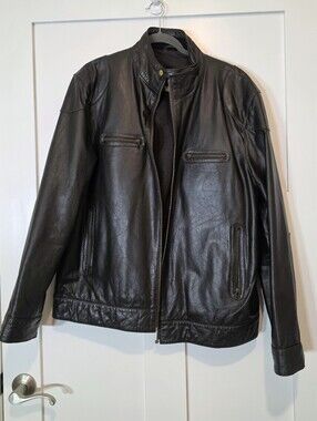F&F Lee Rees-Oliviers Vintage Leather Jacket Dark Brown XL Cafe Racer